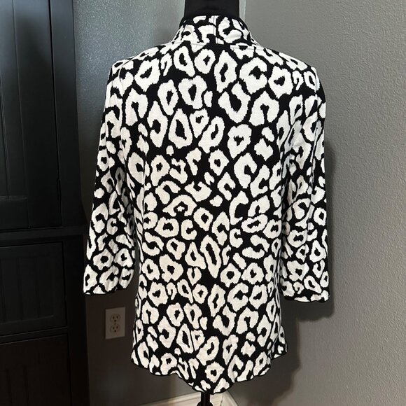 A. Giannetti Jacket Blazer 1X Black White Animal Print Open Front Office Modern - Picture 7 of 8